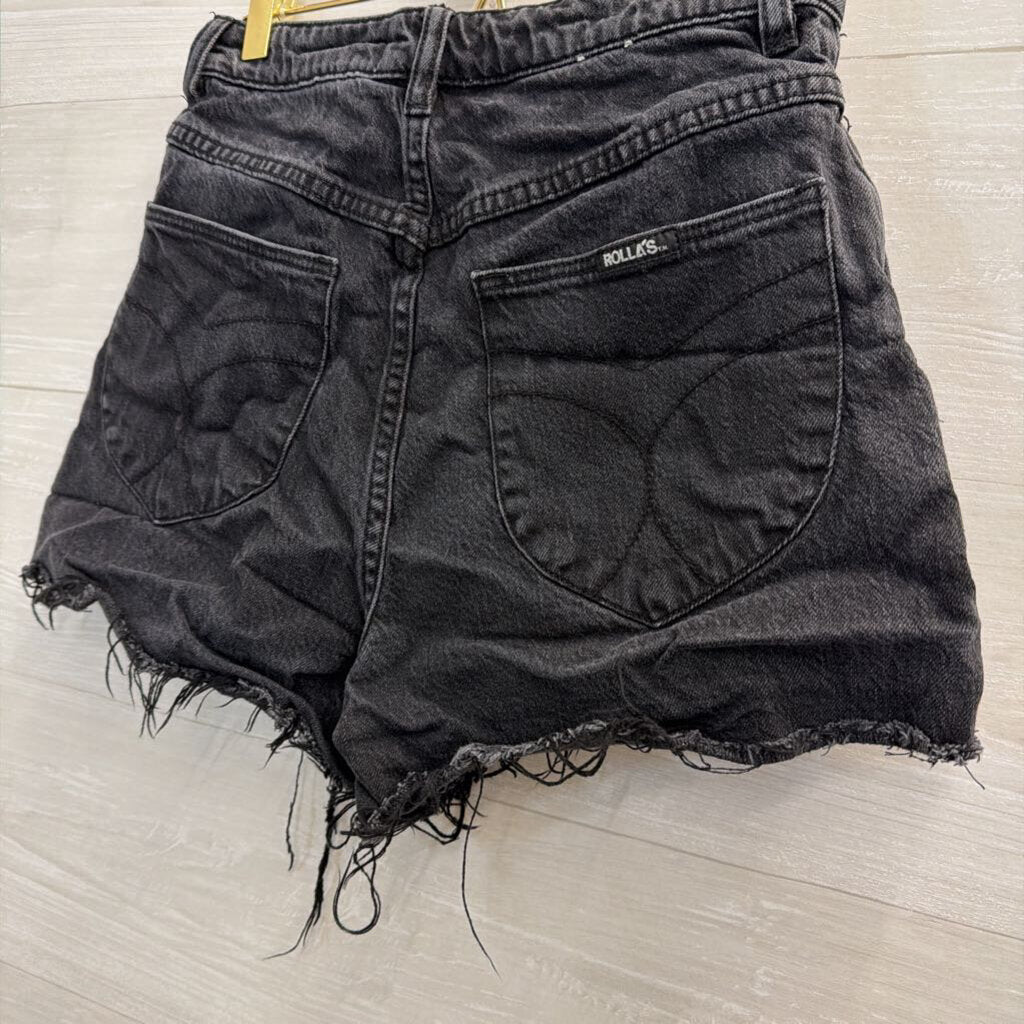 Rolla's Black Raw Hem Denim Shorts 27