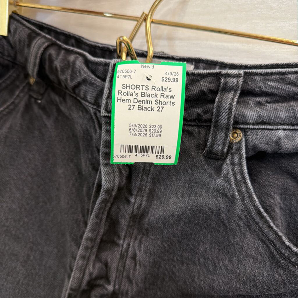 Rolla's Black Raw Hem Denim Shorts 27