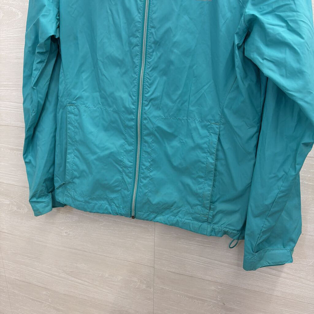 Columbia Blue Zip Up Hooded Windbreaker Jacket Large