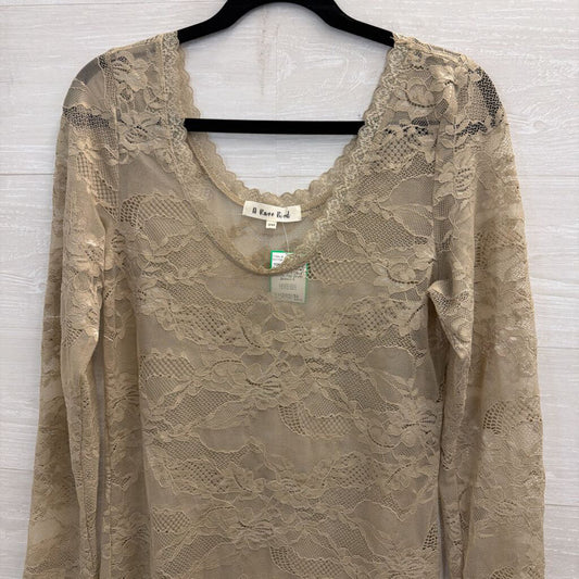 A Rare Bird Brown Sheer Lace Long Sleeve Top Small