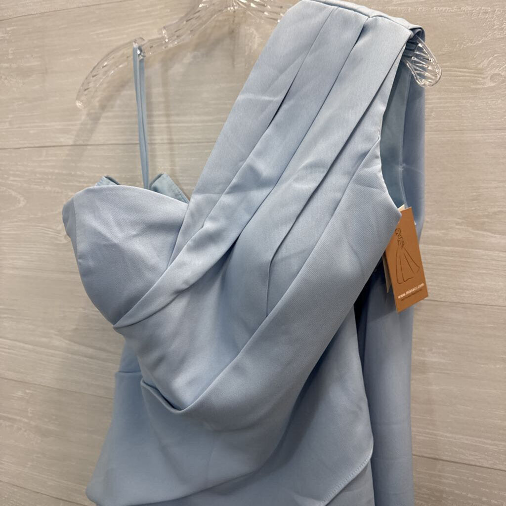 Missacc Blue Layered One Shoulder Long Formal Dress Large