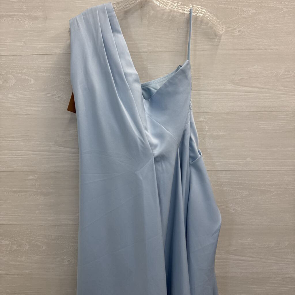 Missacc Blue Layered One Shoulder Long Formal Dress Large