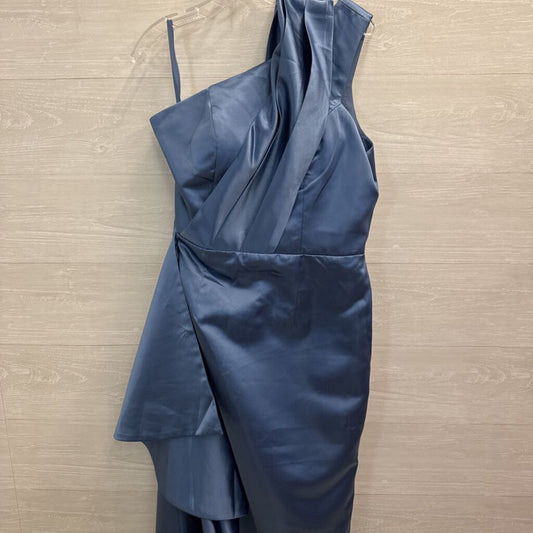 Missacc Blue Silky Layered One Shoulder Long Formal Dress Large