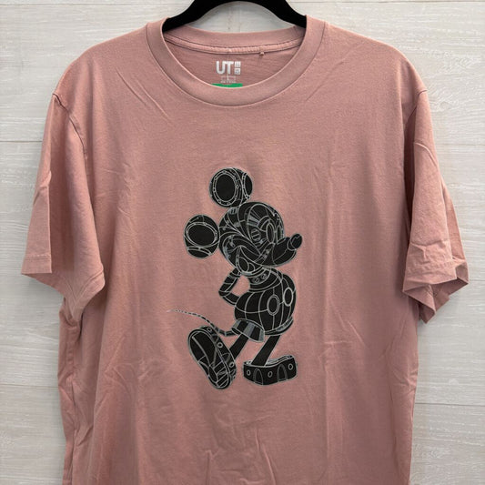 Uniqlo Pink/ Black Gearshift Mickey Short Sleeve Graphic Tee Large