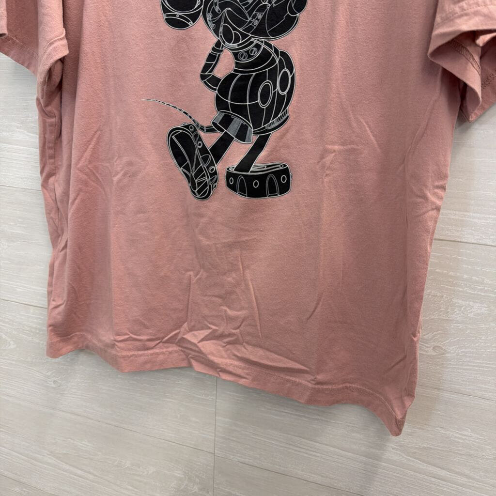 Uniqlo Pink/ Black Gearshift Mickey Short Sleeve Graphic Tee Large