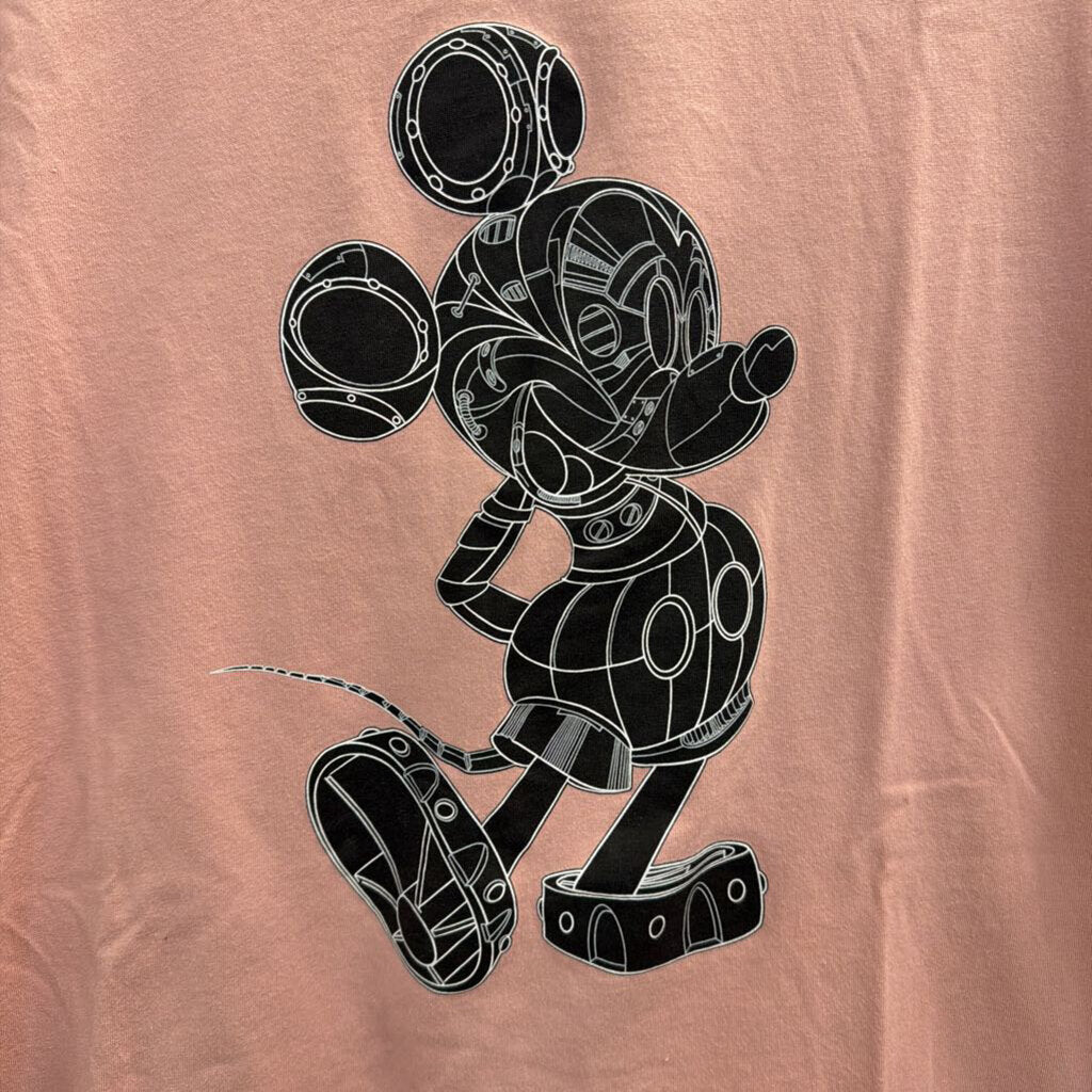 Uniqlo Pink/ Black Gearshift Mickey Short Sleeve Graphic Tee Large