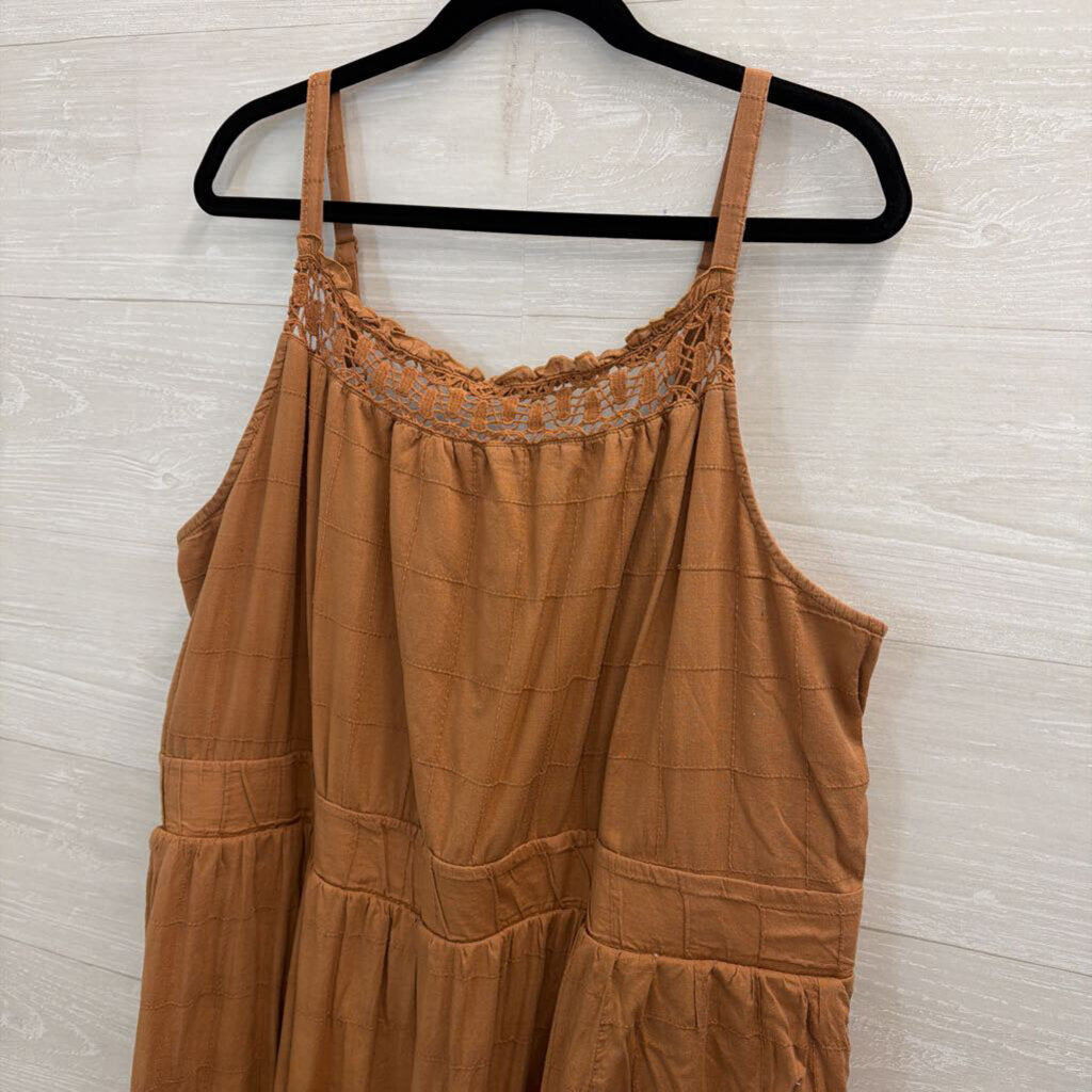 Torrid Brown Textured Lace Detail Sleeveless Maxi Dress 3