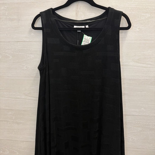 Chicos Black Textured Print Sleeveless Midi Dress Large
