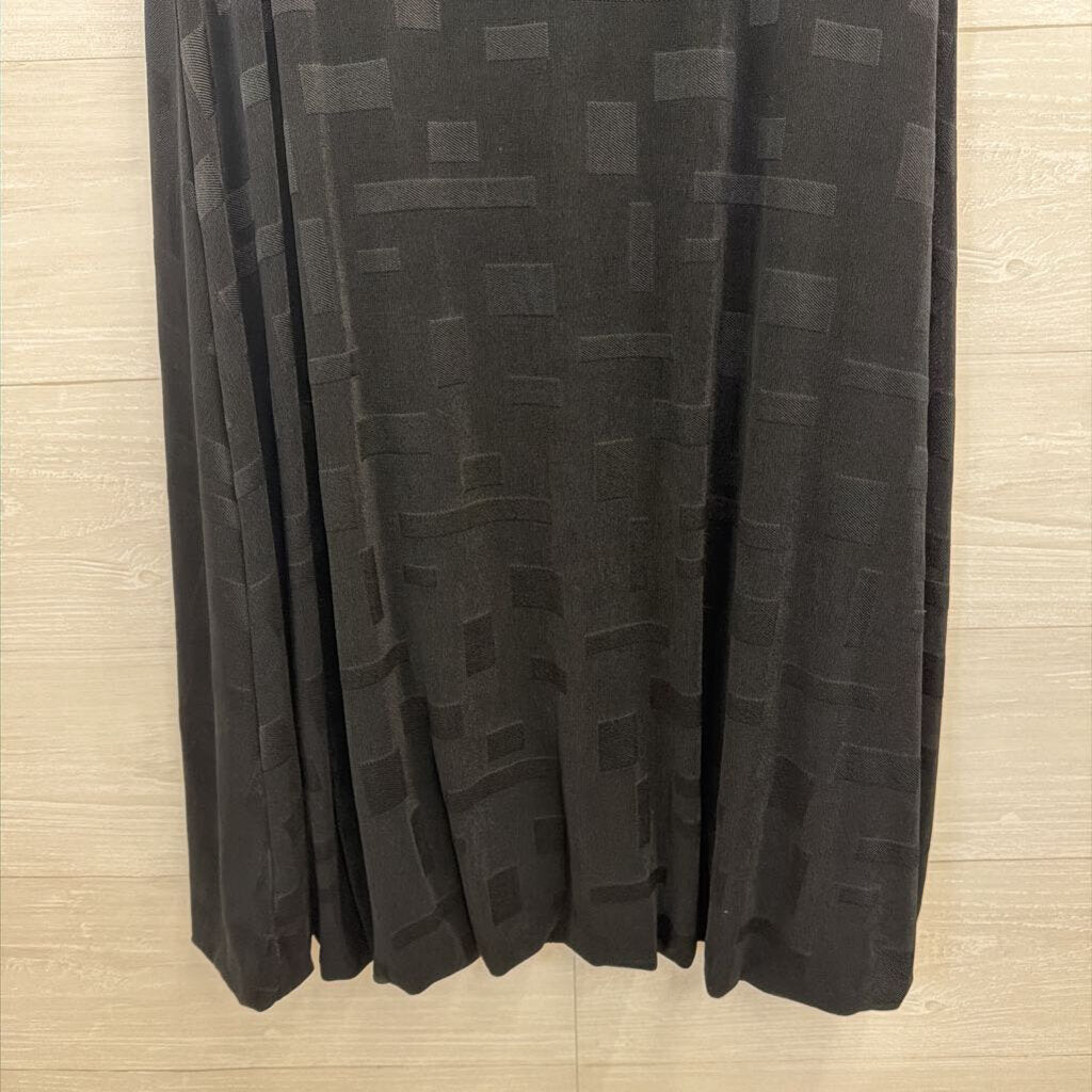 Chicos Black Textured Print Sleeveless Midi Dress Large