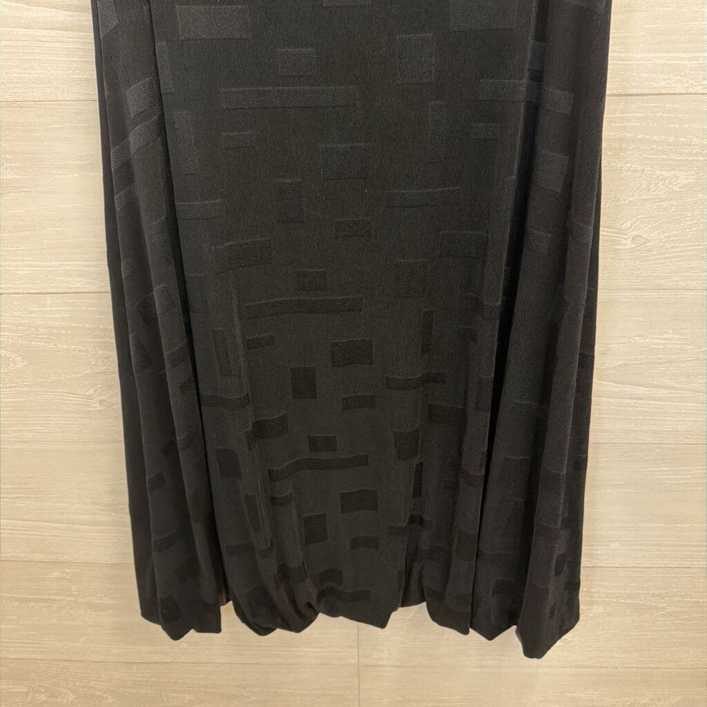Chicos Black Textured Print Sleeveless Midi Dress Large