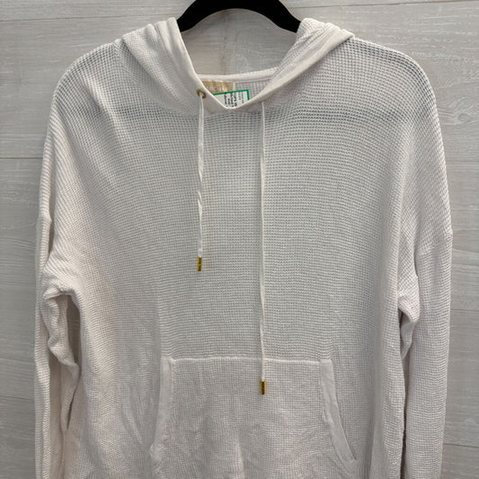 Micheal Kors White Knit Hooded Pullover Large