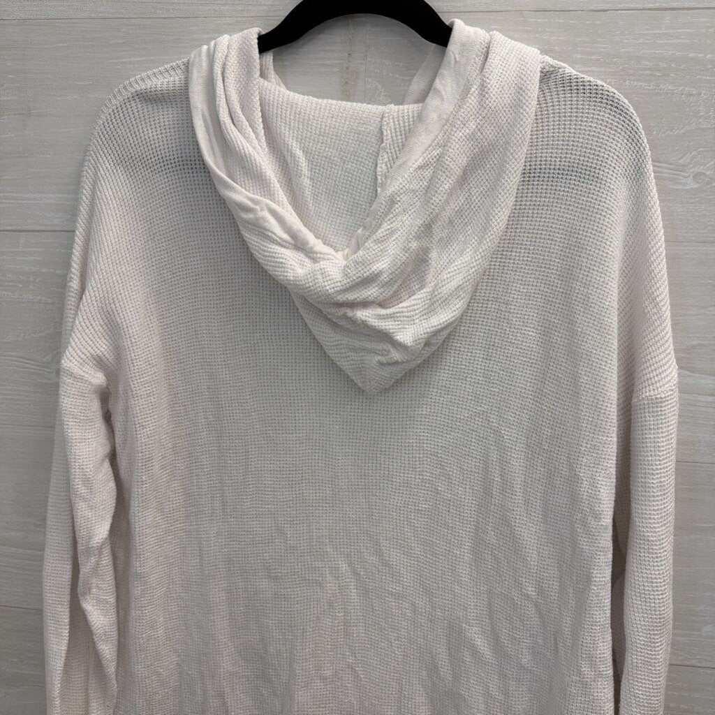 Micheal Kors White Knit Hooded Pullover Large