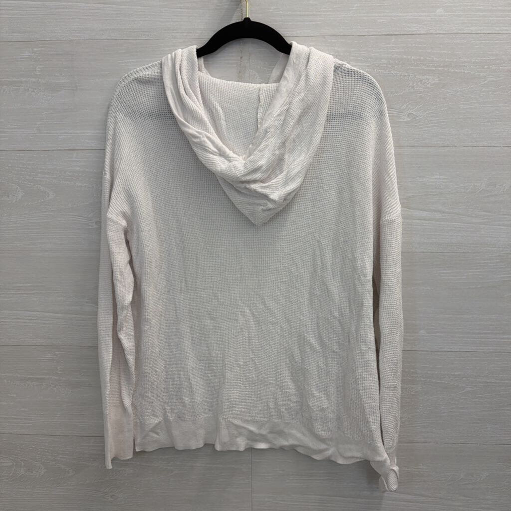 Micheal Kors White Knit Hooded Pullover Large