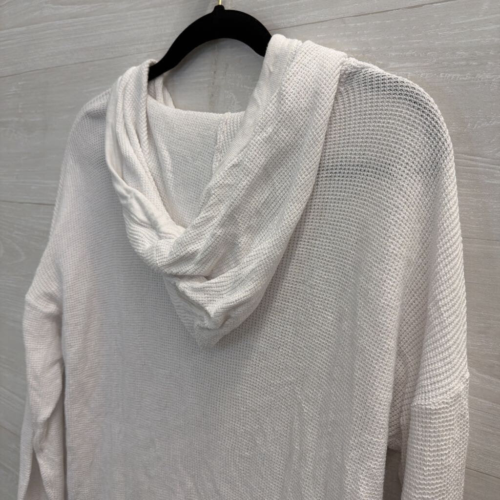 Micheal Kors White Knit Hooded Pullover Large