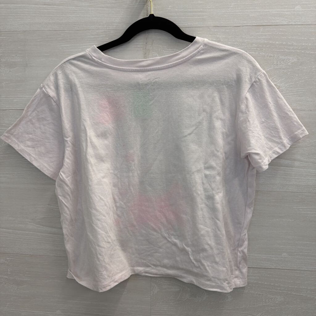 Disney White/ Multi Mickey/ Minnie Cropped Short Sleeve Graphic Tee Extra Large