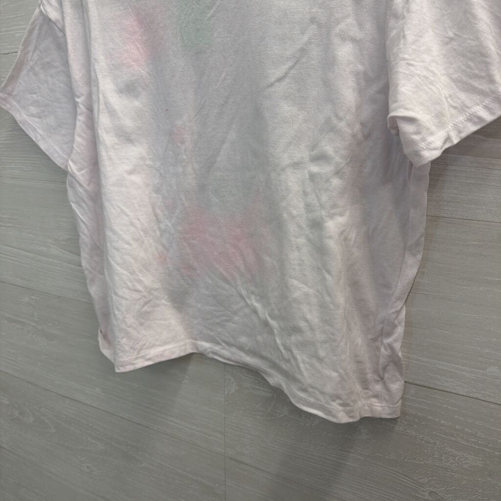 Disney White/ Multi Mickey/ Minnie Cropped Short Sleeve Graphic Tee Extra Large