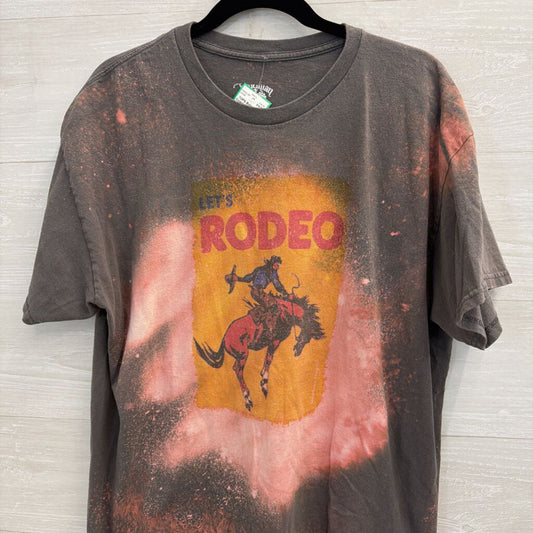 Bohemian Cowgirl Brown/ Pink Let's Rodeo Short Sleeve Graphic Tee Extra Large