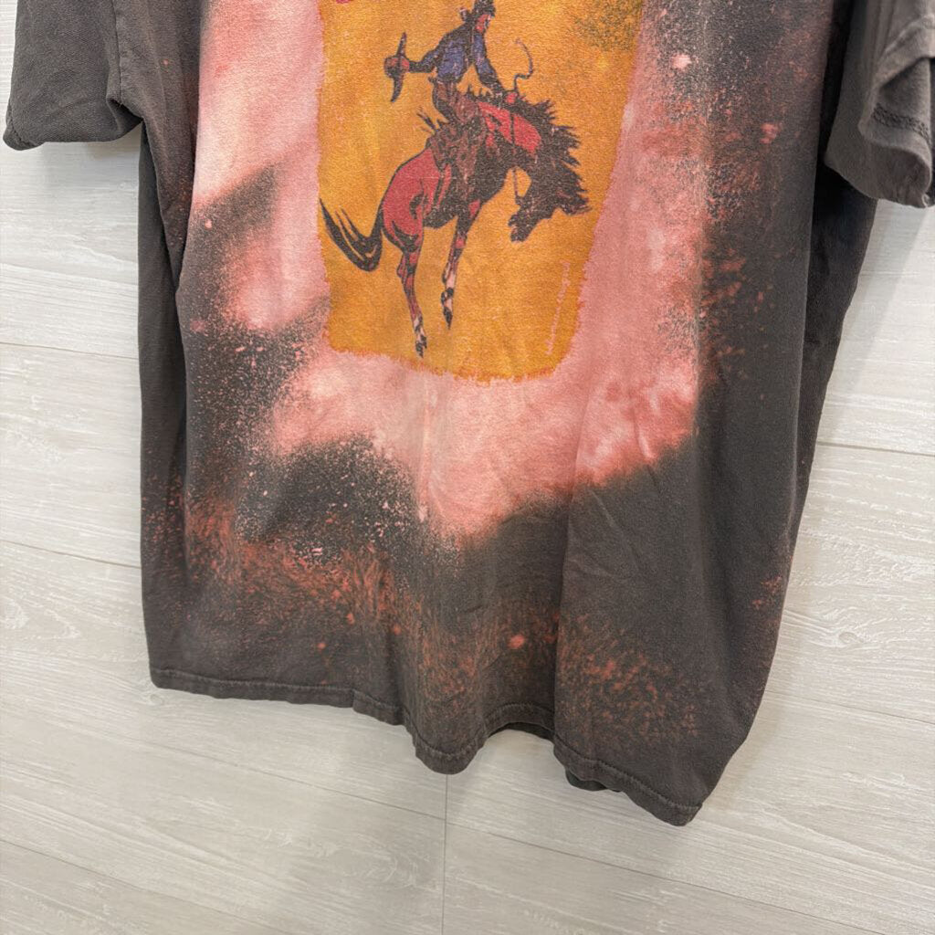 Bohemian Cowgirl Brown/ Pink Let's Rodeo Short Sleeve Graphic Tee Extra Large