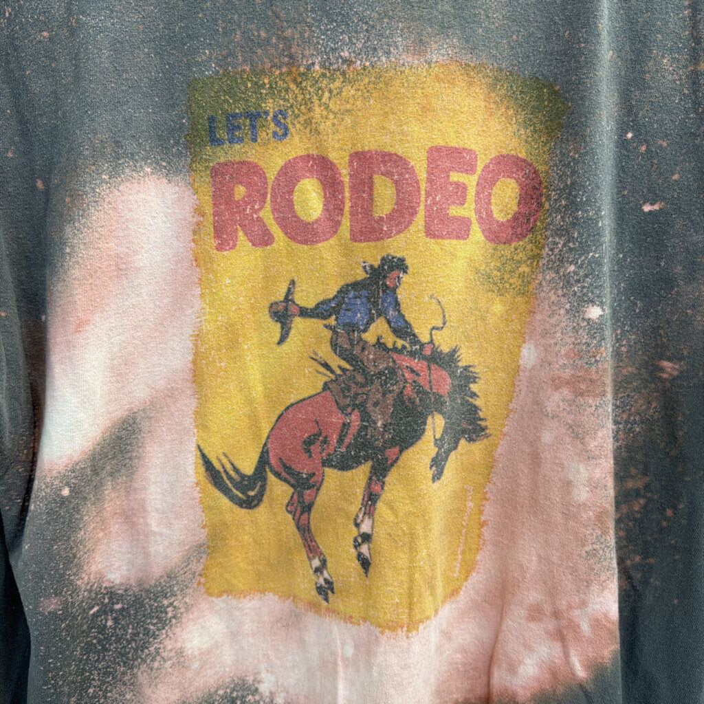 Bohemian Cowgirl Brown/ Pink Let's Rodeo Short Sleeve Graphic Tee Extra Large