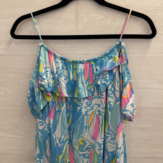 Lilly Pulitzer Blue/ Multi Print Off Shoulder Top Large