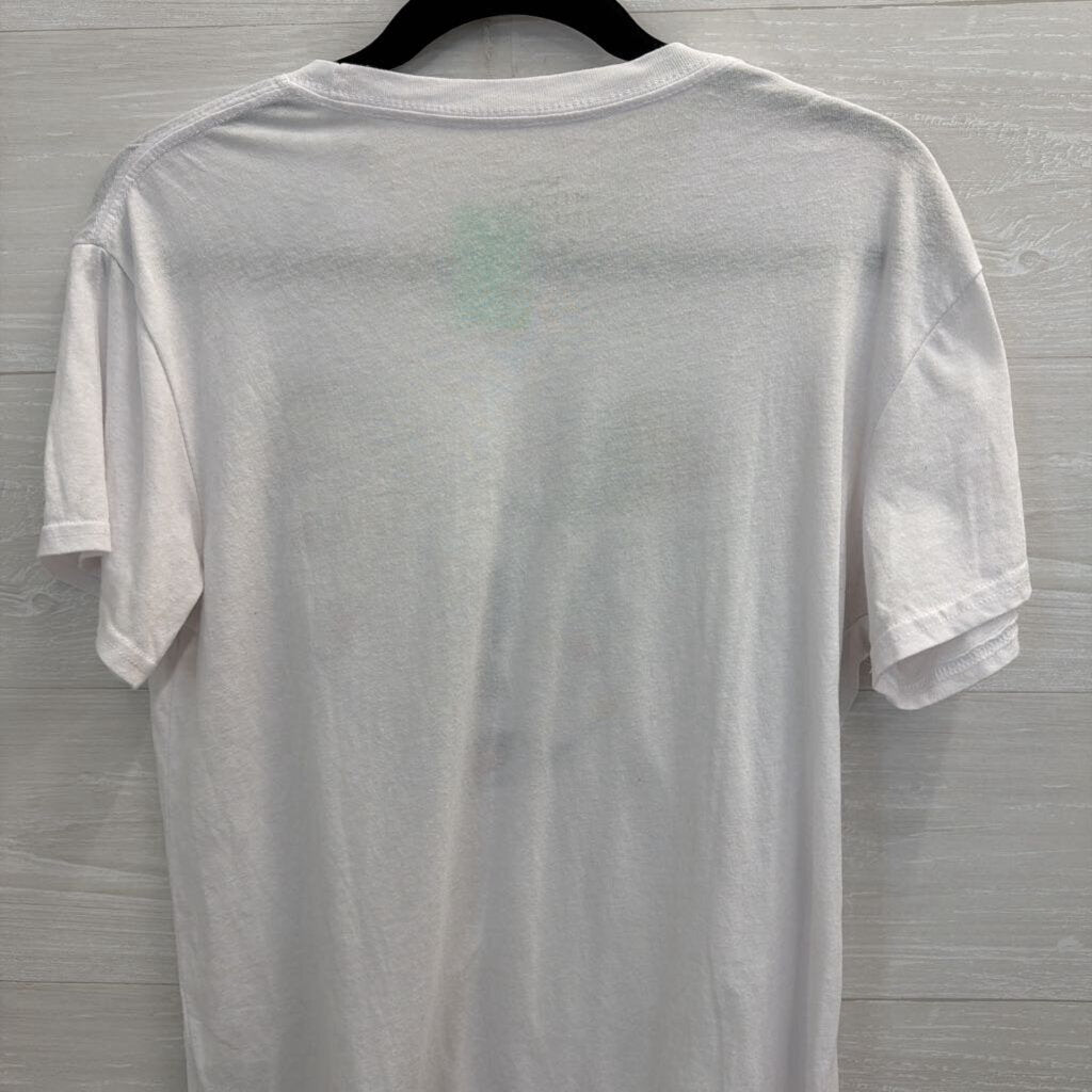 Disney White/ Multi Embroidered Floral Mickey Short Sleeve Graphic Tee Large