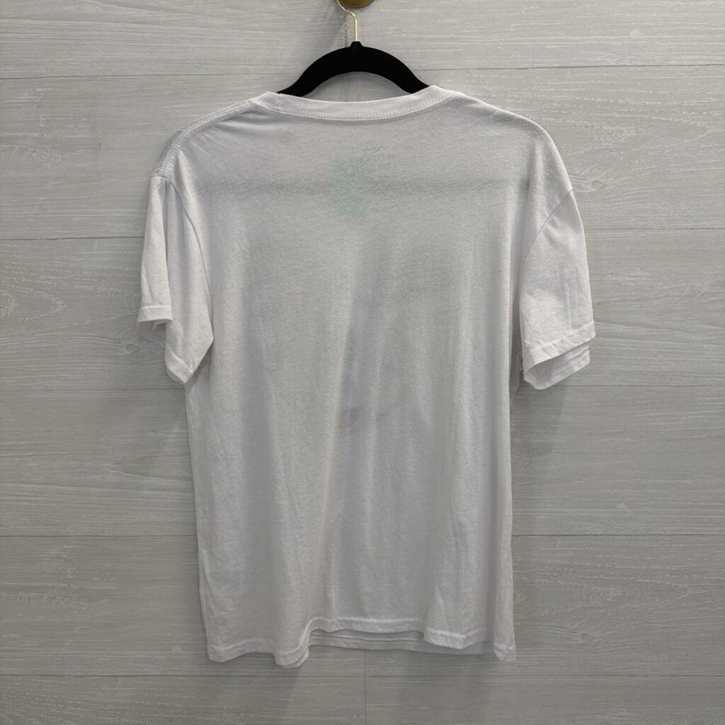 Disney White/ Multi Embroidered Floral Mickey Short Sleeve Graphic Tee Large