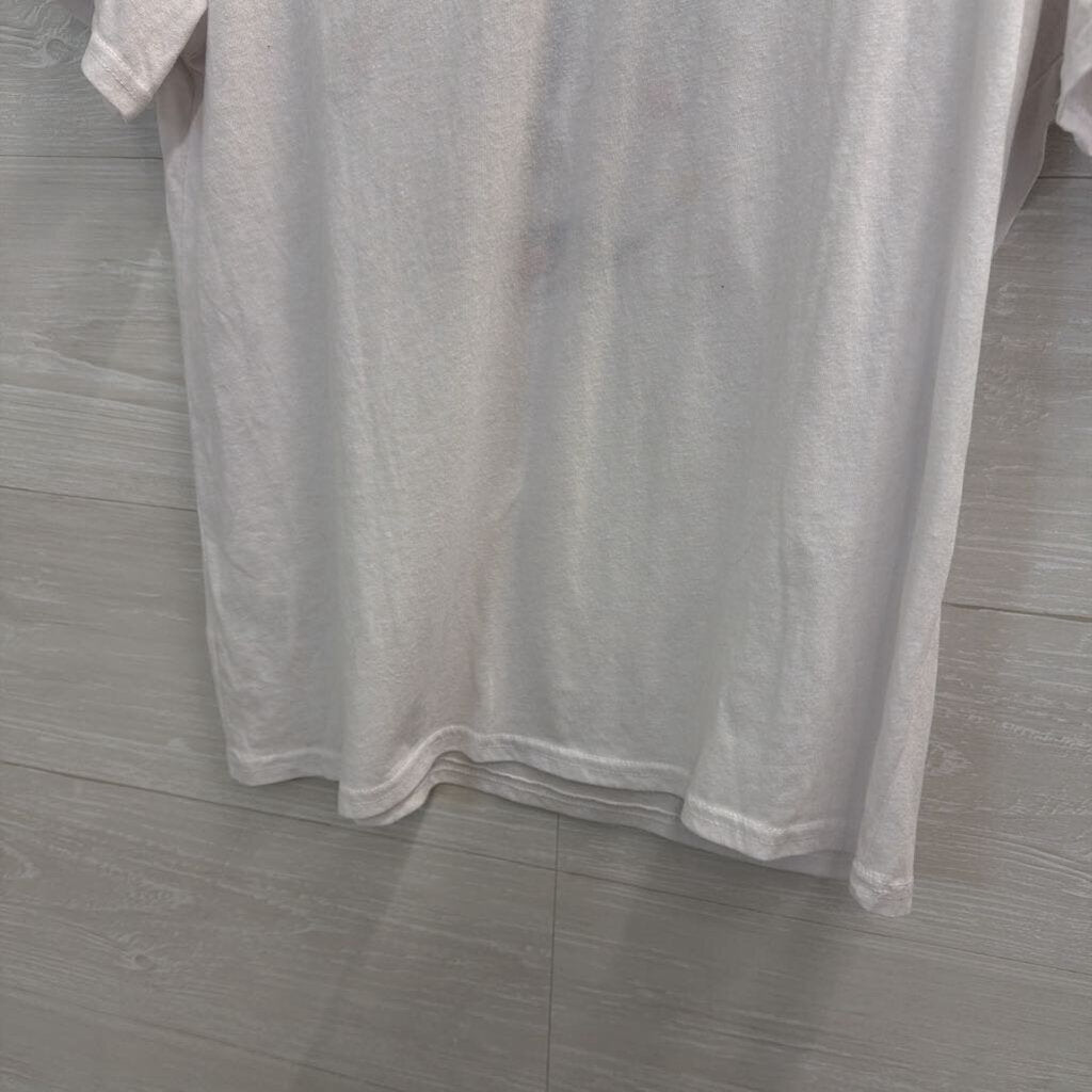 Disney White/ Multi Embroidered Floral Mickey Short Sleeve Graphic Tee Large