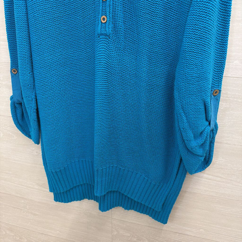 We The Free Bright Blue Knit Henley Sweater Large