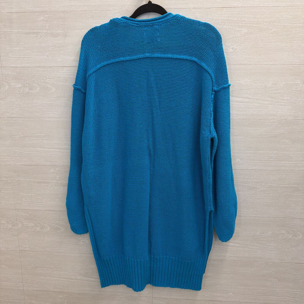 We The Free Bright Blue Knit Henley Sweater Large