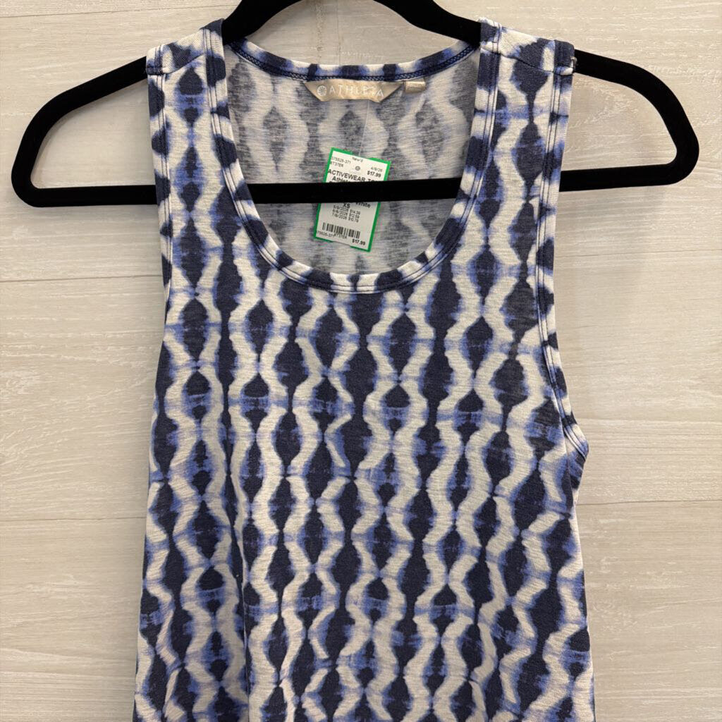 Athleta Blue/ White Print Tank Top Extra Small