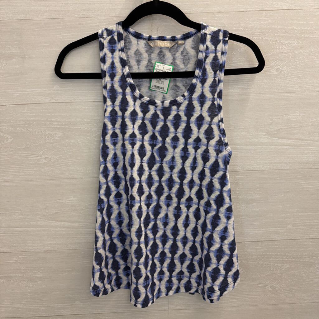 Athleta Blue/ White Print Tank Top Extra Small
