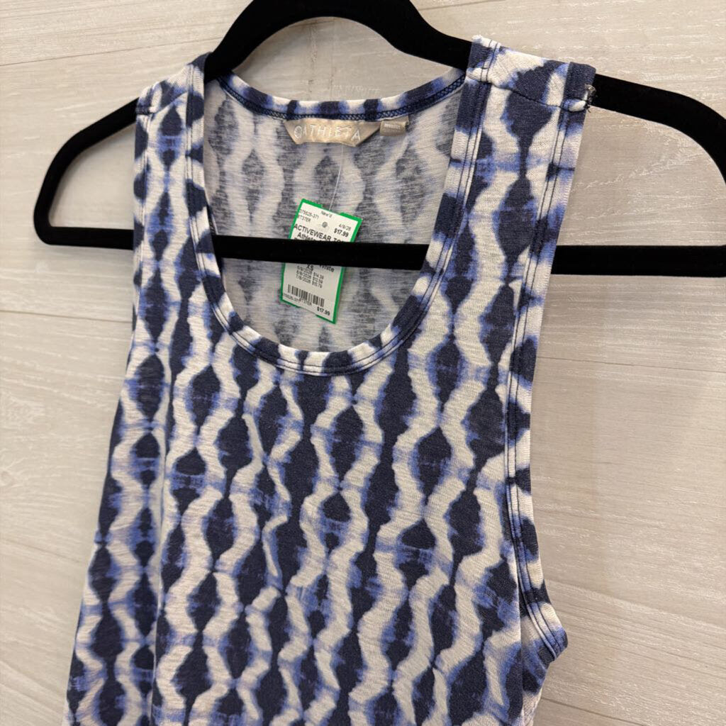 Athleta Blue/ White Print Tank Top Extra Small