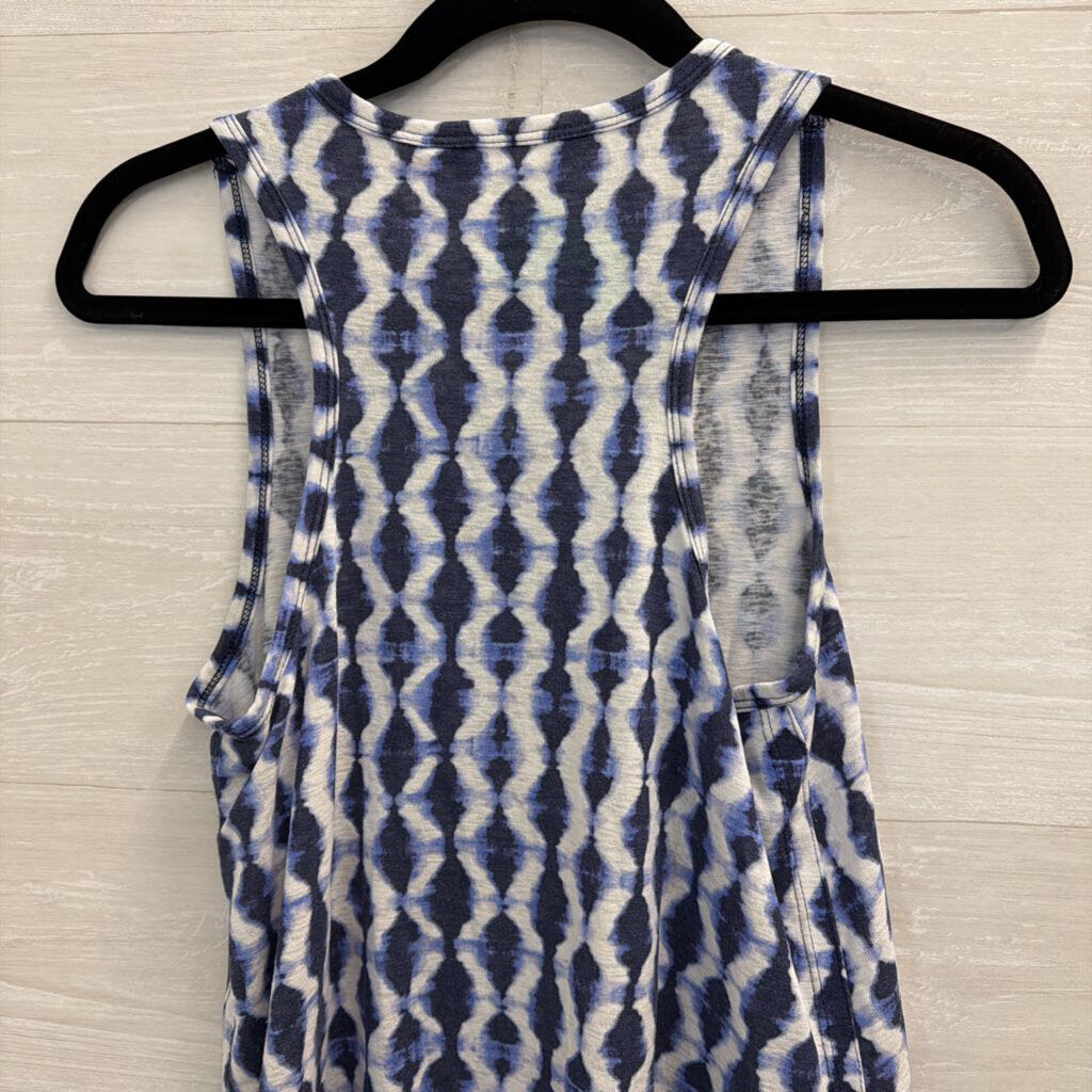 Athleta Blue/ White Print Tank Top Extra Small