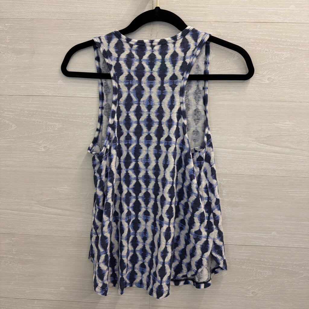 Athleta Blue/ White Print Tank Top Extra Small