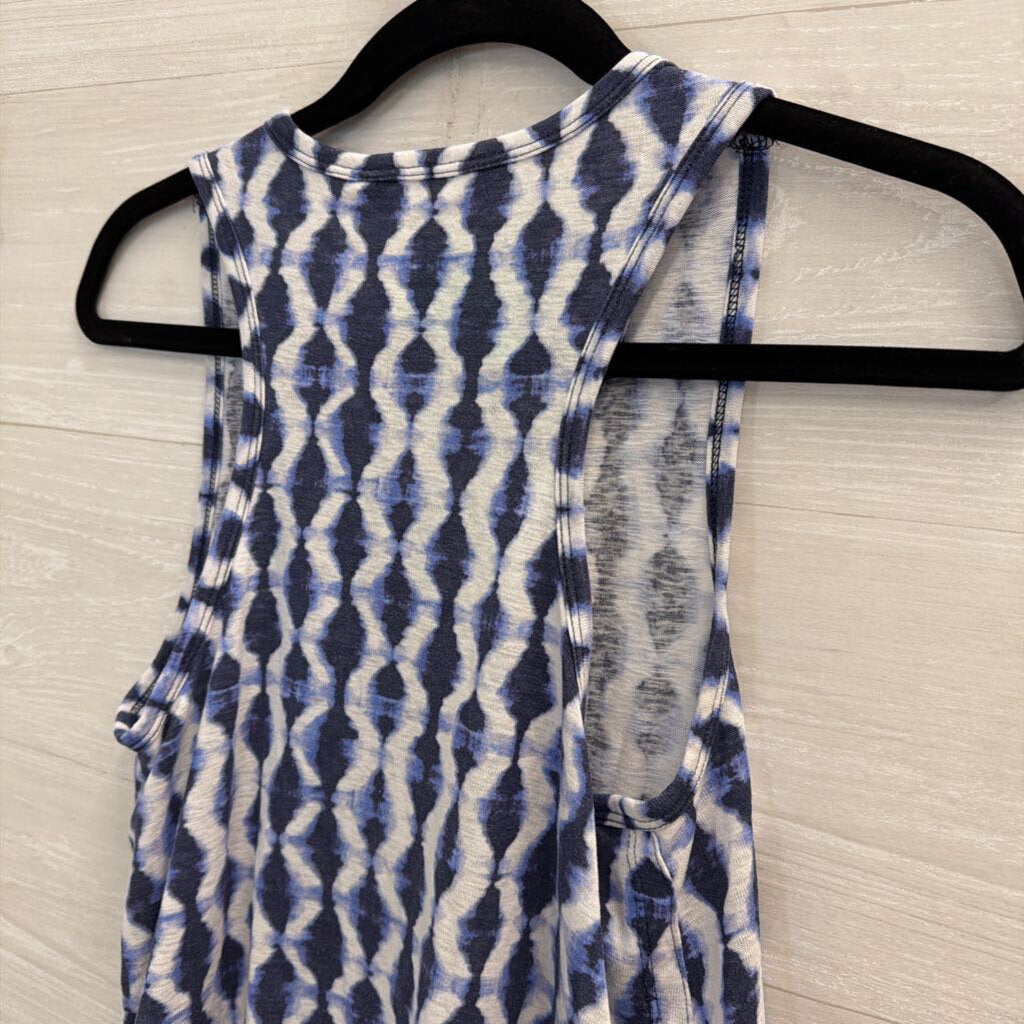 Athleta Blue/ White Print Tank Top Extra Small