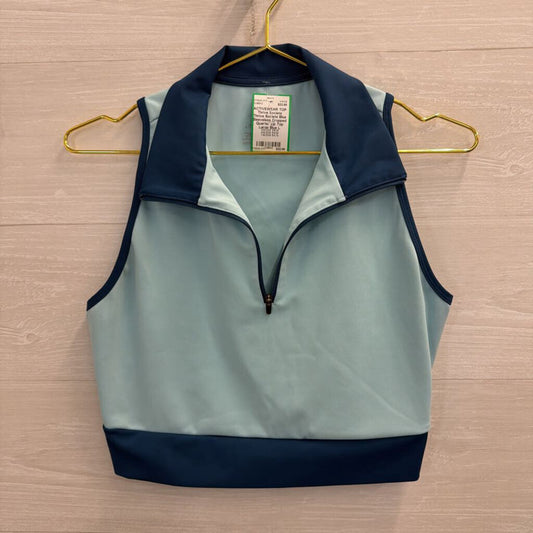 Thrive Societe Blue Sleeveless Cropped Quarter Zip Top Large