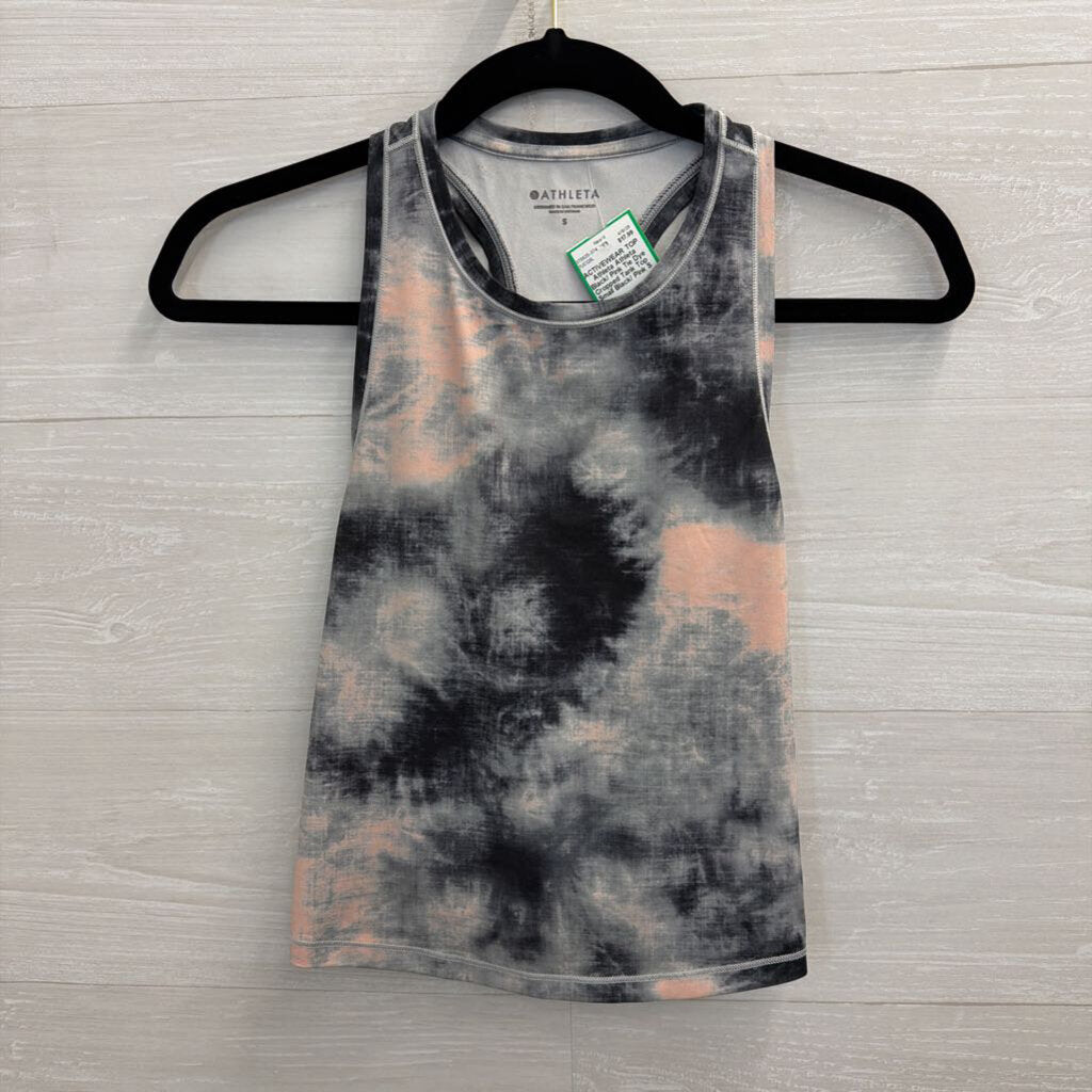 Athleta Black/ Pink Tie Dye Cropped Tank Top Small