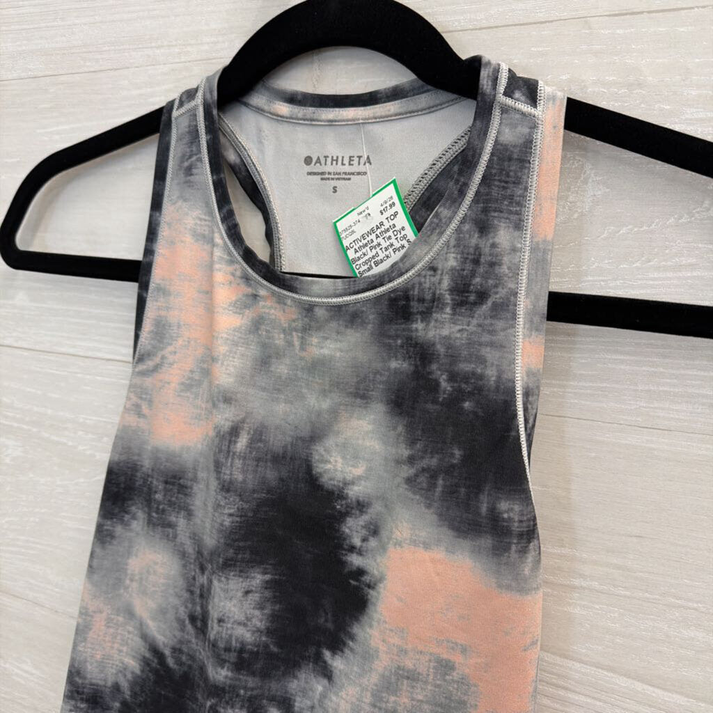 Athleta Black/ Pink Tie Dye Cropped Tank Top Small