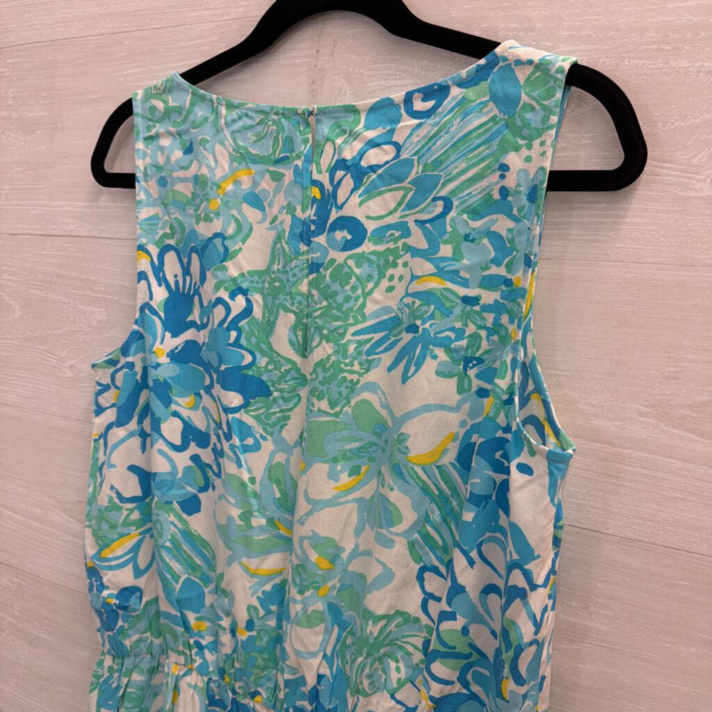 Lilly Pulitzer White/ Blue Print Sleeveless Romper Large