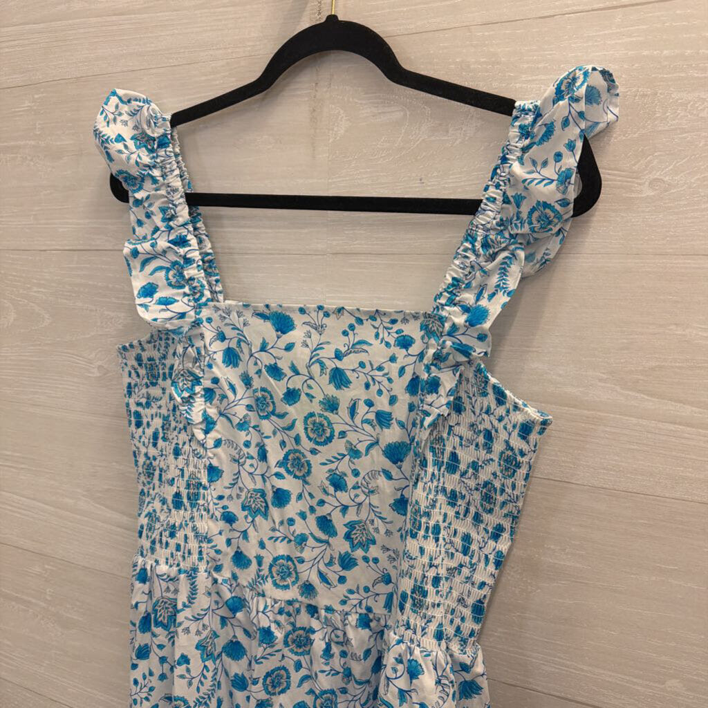 Draper James White/ Blue Print Maxi Dress Large