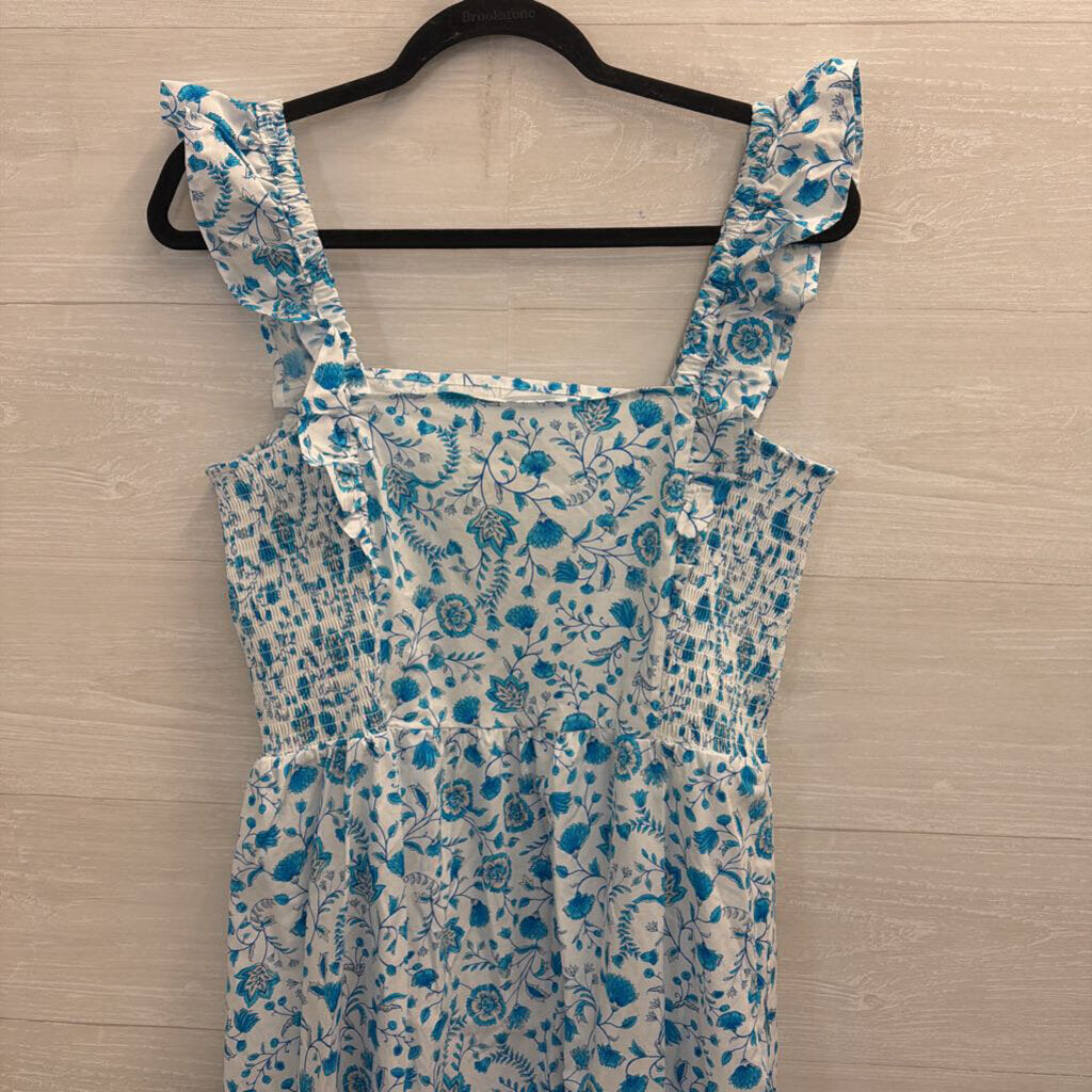 Draper James White/ Blue Print Maxi Dress Large