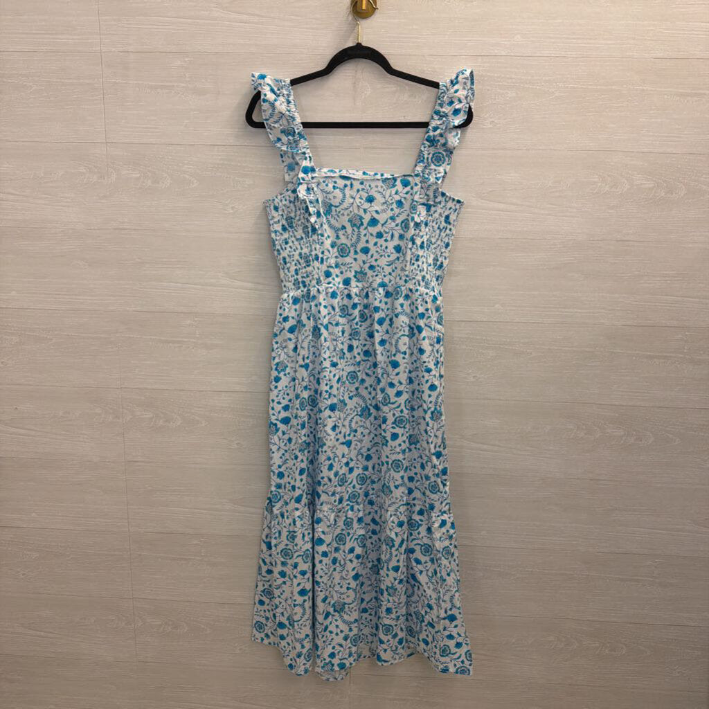 Draper James White/ Blue Print Maxi Dress Large