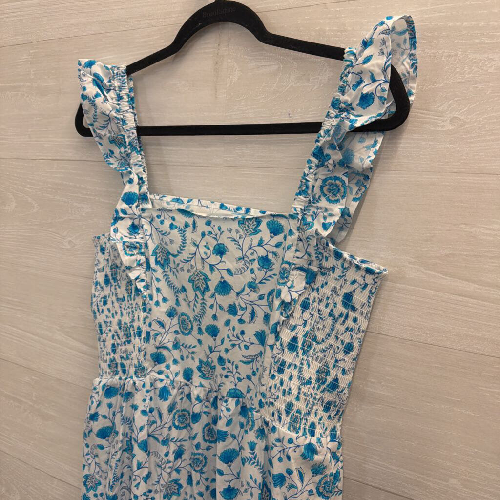 Draper James White/ Blue Print Maxi Dress Large