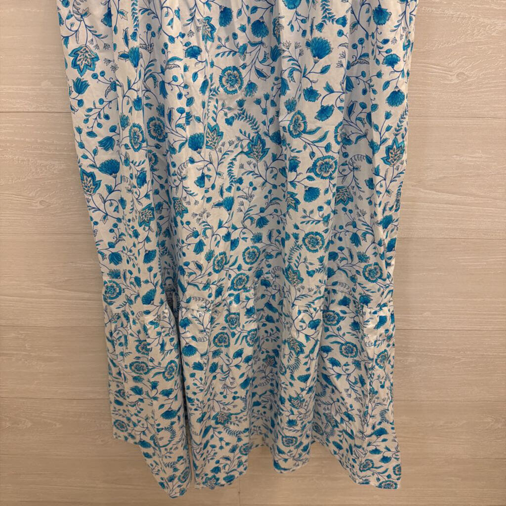 Draper James White/ Blue Print Maxi Dress Large