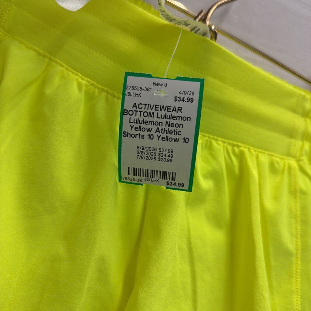 Lululemon Neon Yellow Athletic Shorts 10