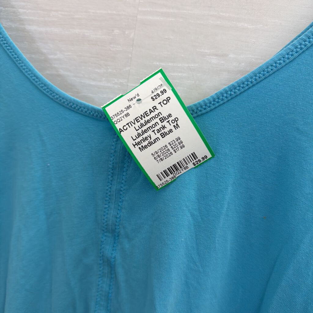 Lululemon Blue Henley Tank Top Medium
