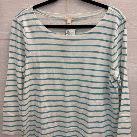J. Crew Blue/White Striped Long Sleeve Top Large
