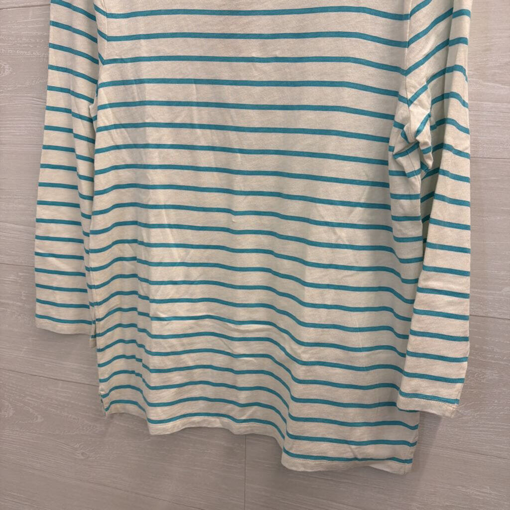 J. Crew Blue/White Striped Long Sleeve Top Large