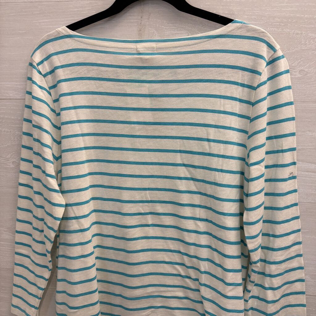 J. Crew Blue/White Striped Long Sleeve Top Large