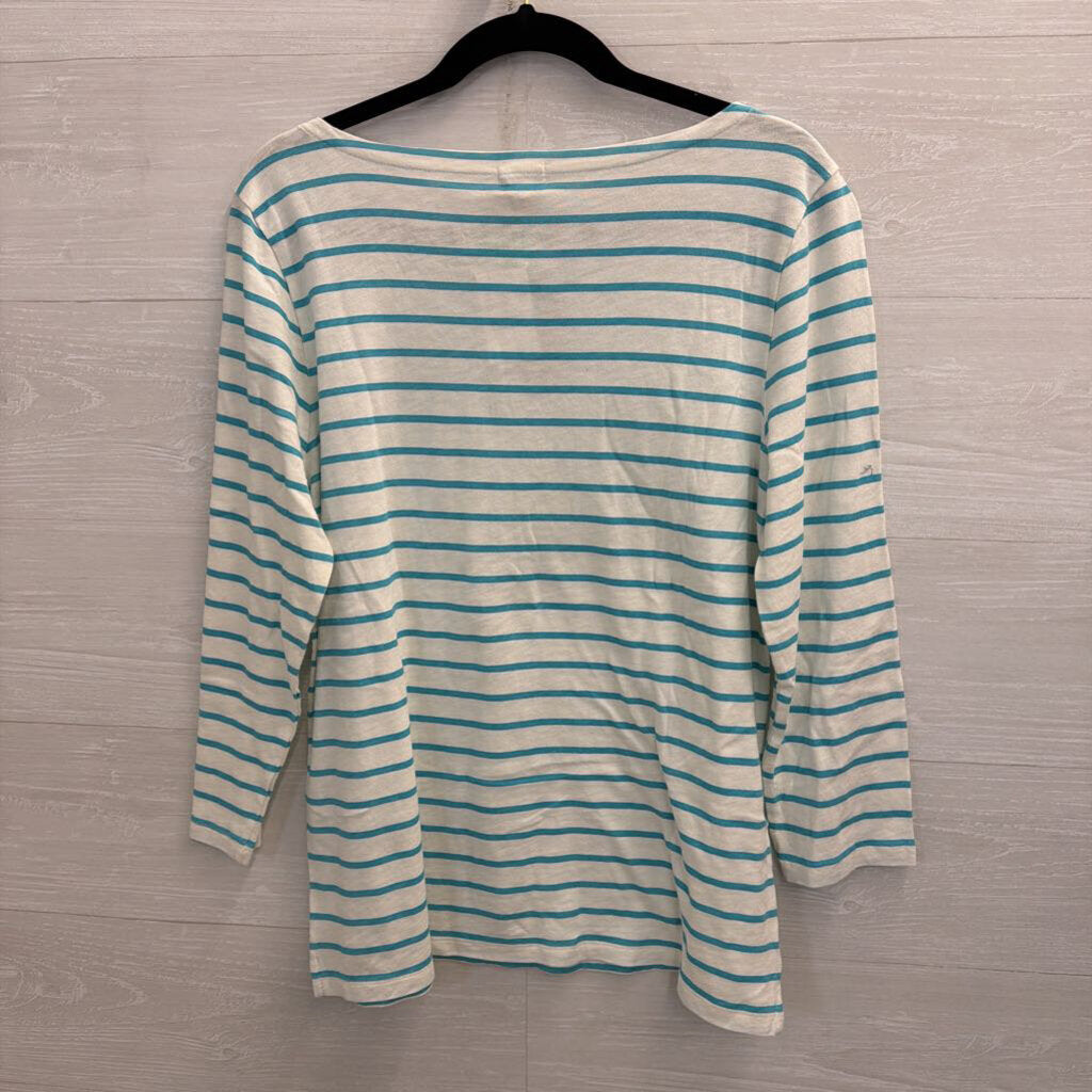 J. Crew Blue/White Striped Long Sleeve Top Large